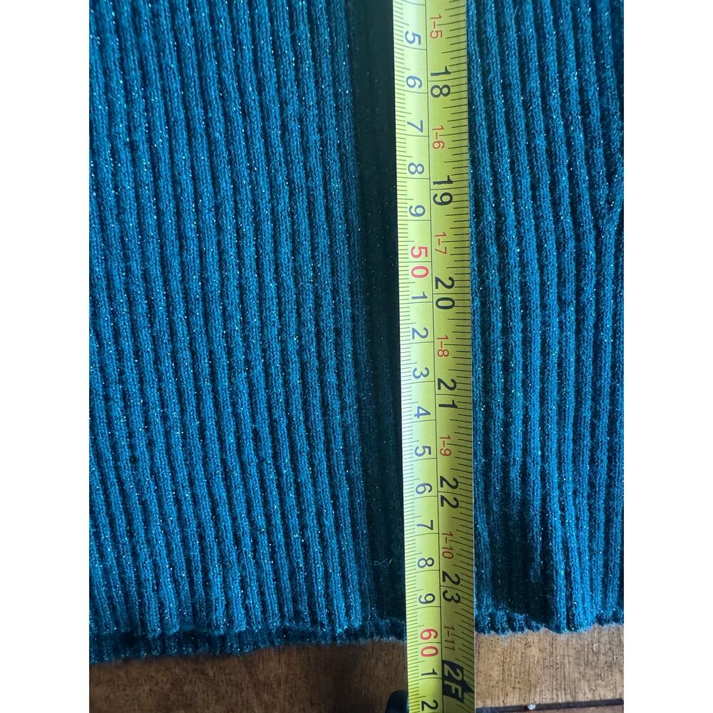 Nine West Teal Metallic Ribbed Sweater XXL V Neck Long Sleeve - Picture 9 of 12